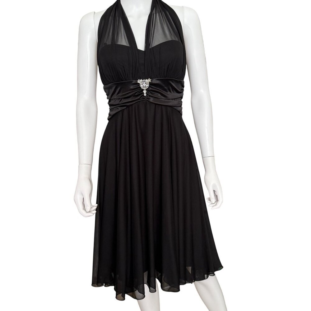 Xoxo Black Halter Cocktail Dress W/ Rhinestone Detail Medium
